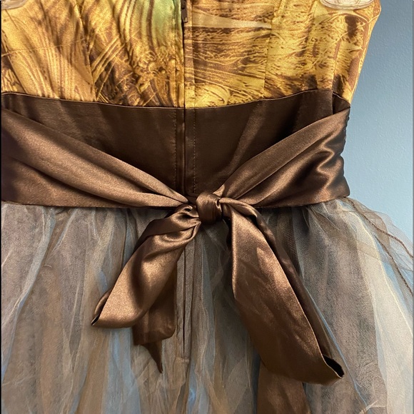 Teeze Me ❤️ Safari Animal Print Floral Brown Blue Formal Skater Dress - Picture 6 of 8